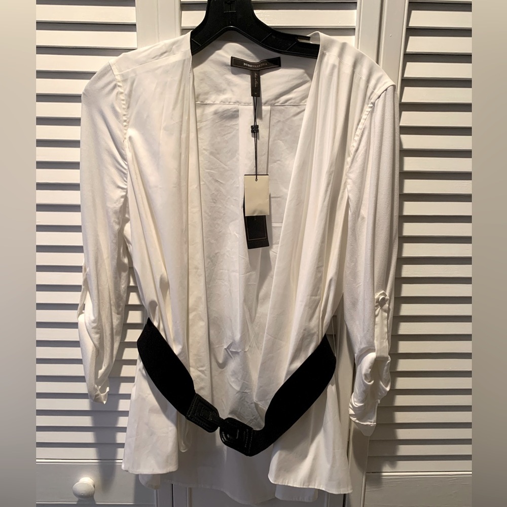 BCBGMAXAZRIA Drape Front Blouse